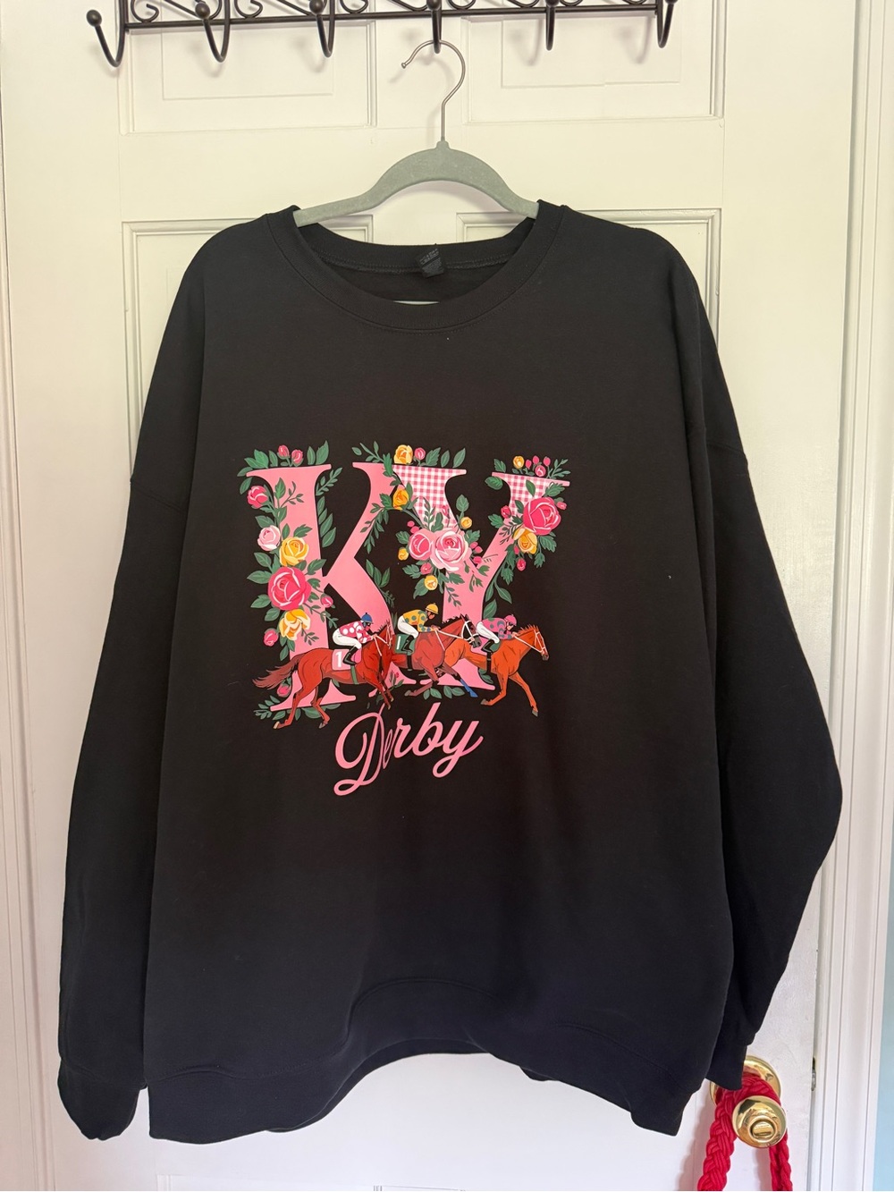 Black 'Derby' Sweatshirt with Floral KY Graphic